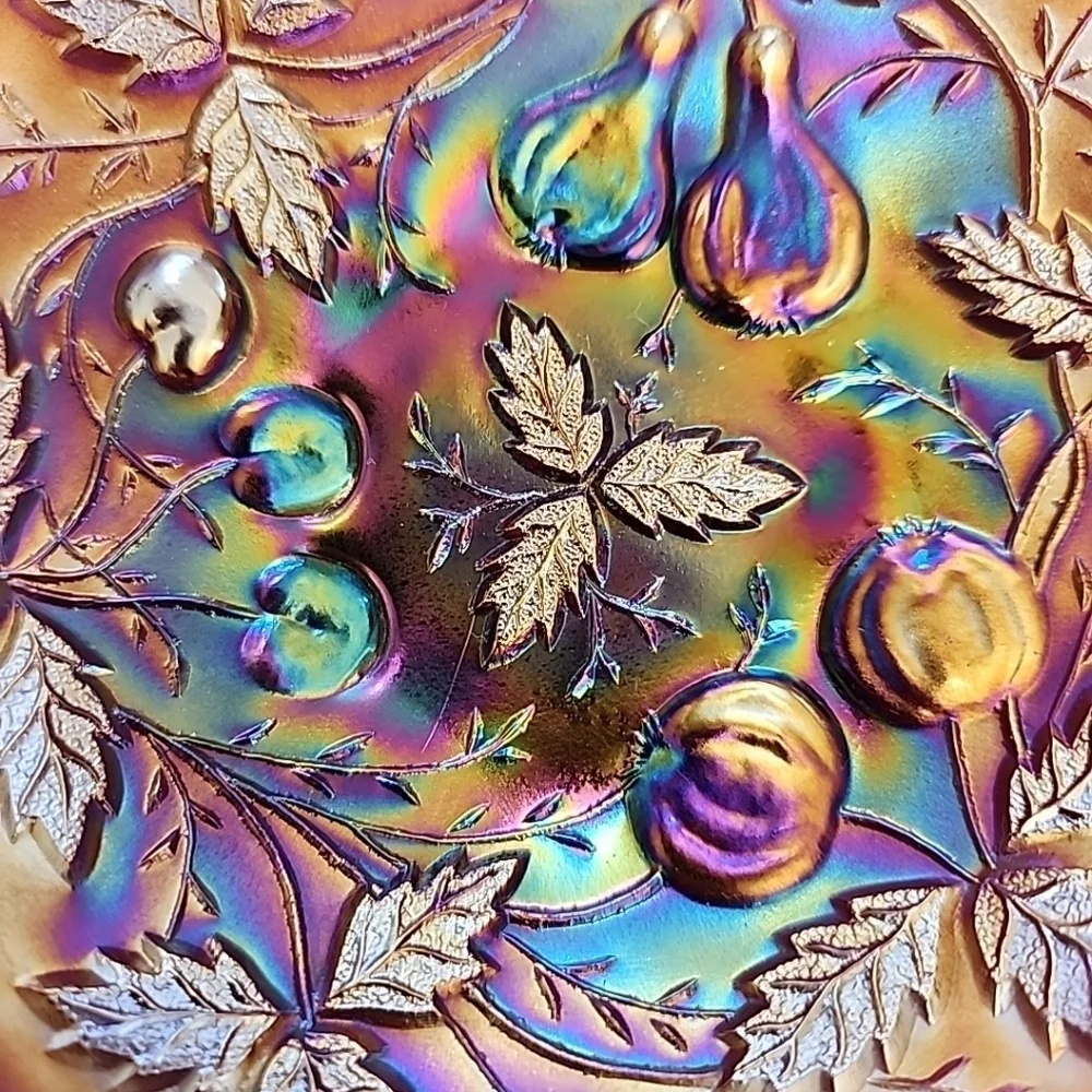 Northwood Three Fruit Amethyst Carnival Bowl , 9